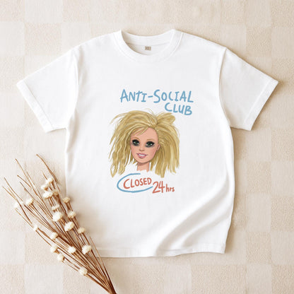 Anti Social Club Barbie Meme T-Shirt, Messy Barbie Head Tee, Funny Barbie Parody Shirt, Closed 24hrs Graphic Top, Barbiecore Aesthetic Tee