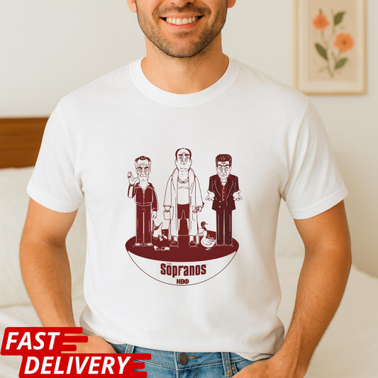 The Sopranos Cartoon Shirt, HBO Gangster TV Show Tee, Retro Mafia Graphic T-Shirt, Funny Mobster Gift, Vintage Crime Series Merch