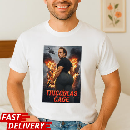 Thiccolas Cage Meme T-Shirt, Thiccolas Cage Shirt, Funny Action Movie Meme Tee, Nicolas Cage T Shirt, Raunchy Gag Gift for Celeb Fans
