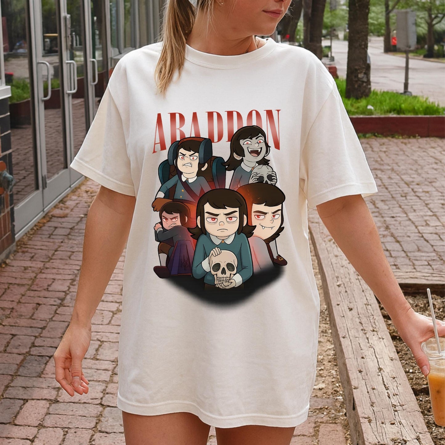 Abaddon Shirt, Haunted Hotel Cartoon T Shirt, Dark Gothic Graphic Tee, Spooky Demon Illustration, Unisex Meme Shirt