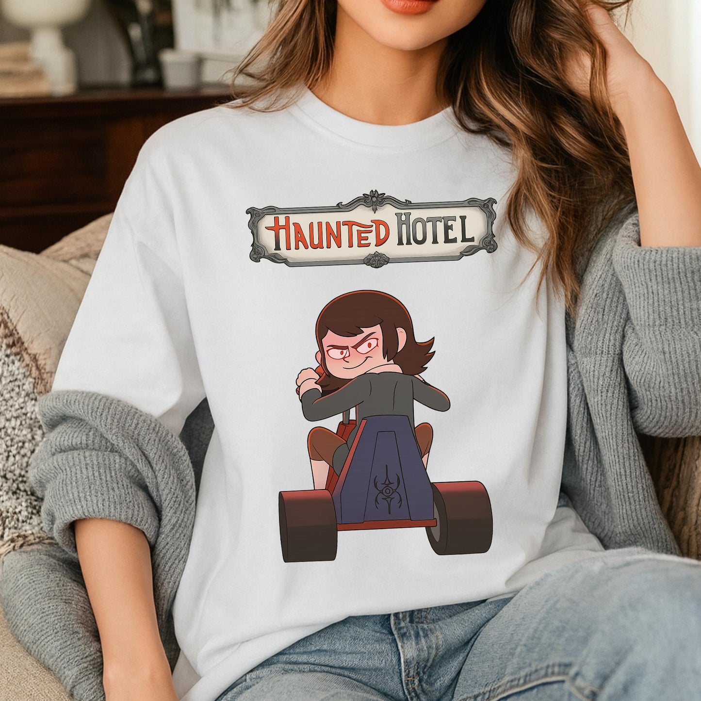 Haunted Hotel Abaddon Shirt, Funny Demon Cartoon T Shirt, Dark Humor Graphic Tee, Unisex Gothic Meme Shirt
