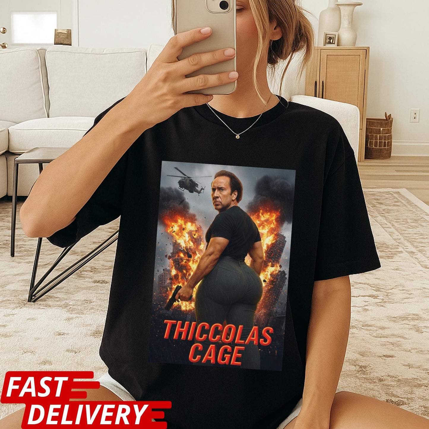 Thiccolas Cage Meme T-Shirt, Thiccolas Cage Shirt, Funny Action Movie Meme Tee, Nicolas Cage T Shirt, Raunchy Gag Gift for Celeb Fans