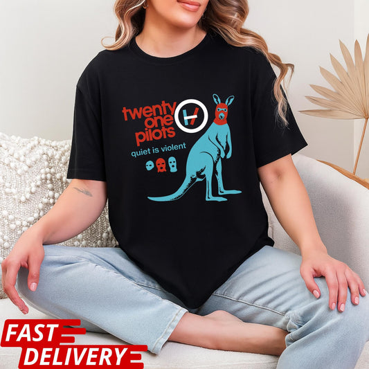 Twenty One Pilots Shirt, Quiet Is Violent Tee, TØP Kangaroo Mask Graphic Shirt, Band Merch TShirt, Alternative Music Tee, Concert Shirt