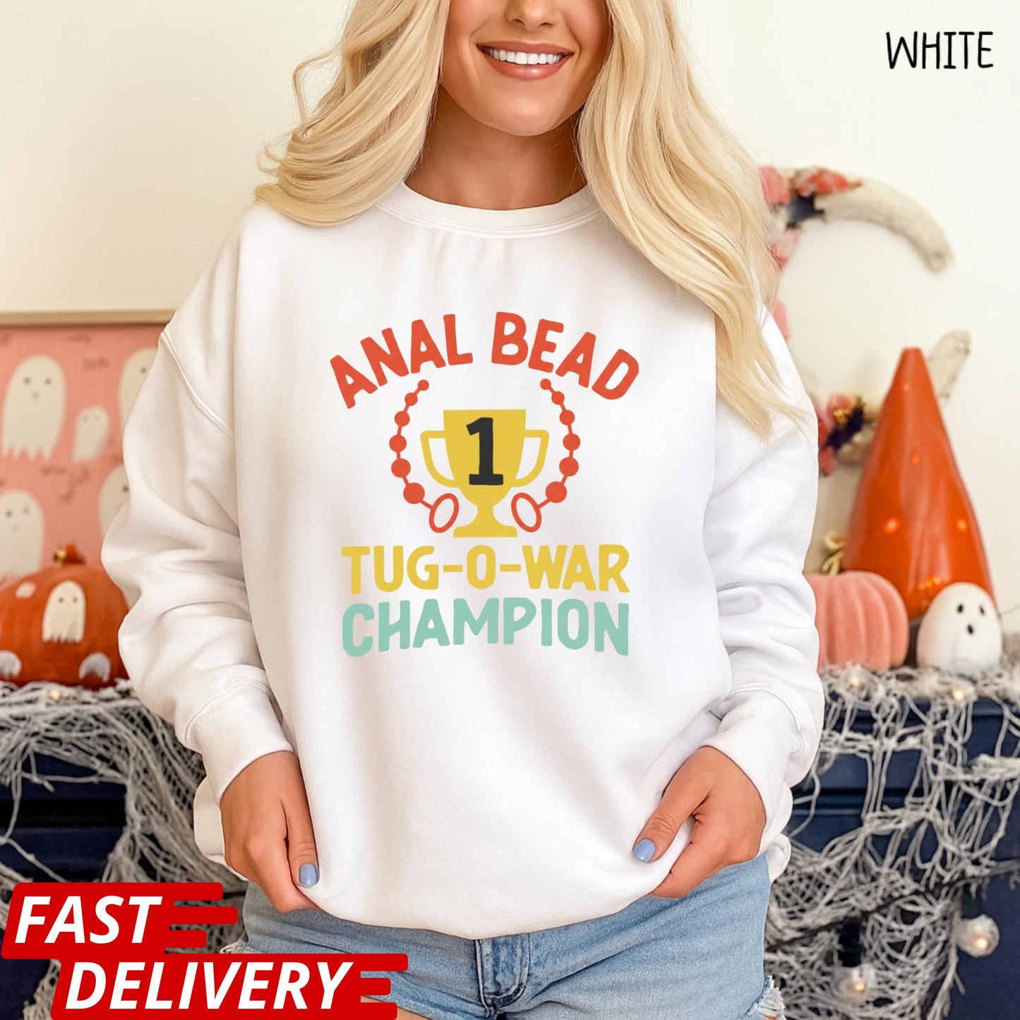 Funny Adult Shirt, Anal Bead Tug-O-War Champion Tee, Naughty Humor Shirt, Gag Gift T-Shirt, Adult Novelty Tee, Funny Party Shirt