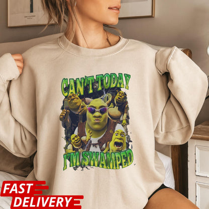 Funny Shrek Meme Shirt: Can't Today I'm Swamped, Funny Meme Shirt, Can't Today I'm Swamped Tee, Chaotic Humor Graphic Tee, Cartoon T-Shirt