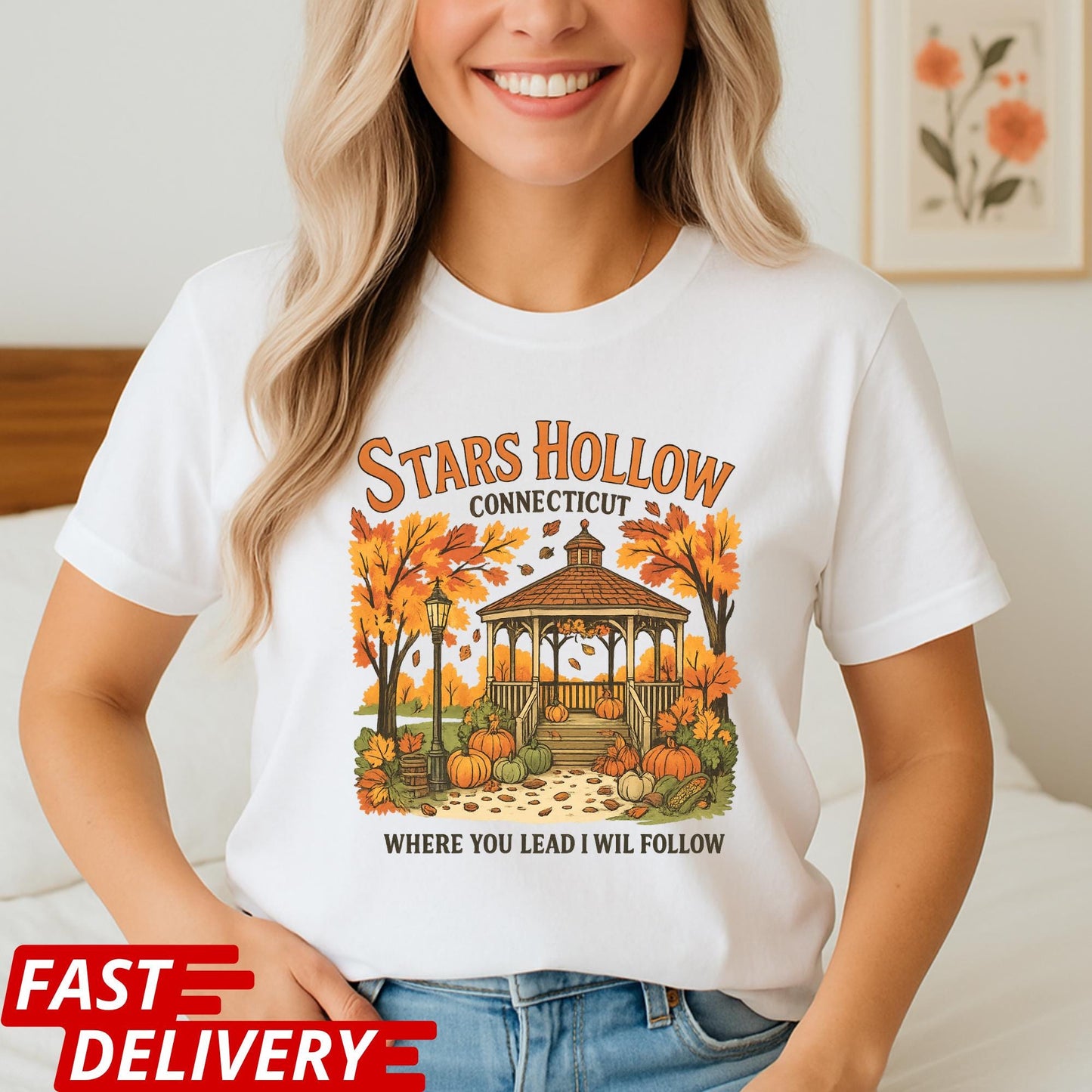 Stars Hollow Shirt, Gilmore Girls Fall T-Shirt, Cozy Autumn Tee, Town Gazebo Scene, TV Show Fan Merch, Pumpkin Spice Vibes, Connecticut Tee
