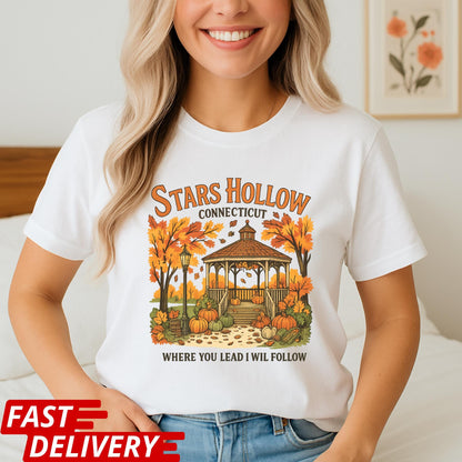 Stars Hollow Shirt, Gilmore Girls Fall T-Shirt, Cozy Autumn Tee, Town Gazebo Scene, TV Show Fan Merch, Pumpkin Spice Vibes, Connecticut Tee