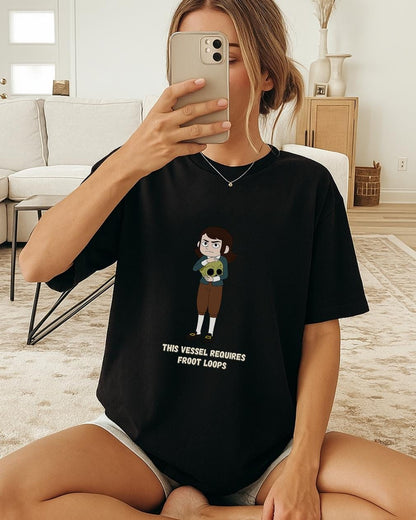 High Prince Of The Black Realm, This Vessel Requires Fruit Loops Tee, Haunted Hotel Abaddon Cartoon Inspired Custom T-shirt Dark Horror Tee