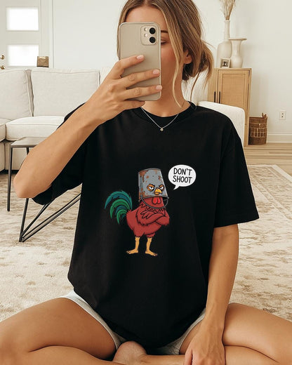 Arc Raiders Funny T Shirt, Don’t Shoot Gamer Meme Tee, Arc Raiders Chicken Shirt, Sarcastic Arcade Graphic TShirt, Unisex Gamer Tee