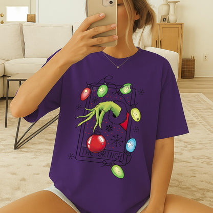 Funny Christmas Chief Parody T-Shirt, Green Mischief Hand Holiday Tee, Chief Xmas Lights Graphic Shirt, Cute Festive Cartoon Top