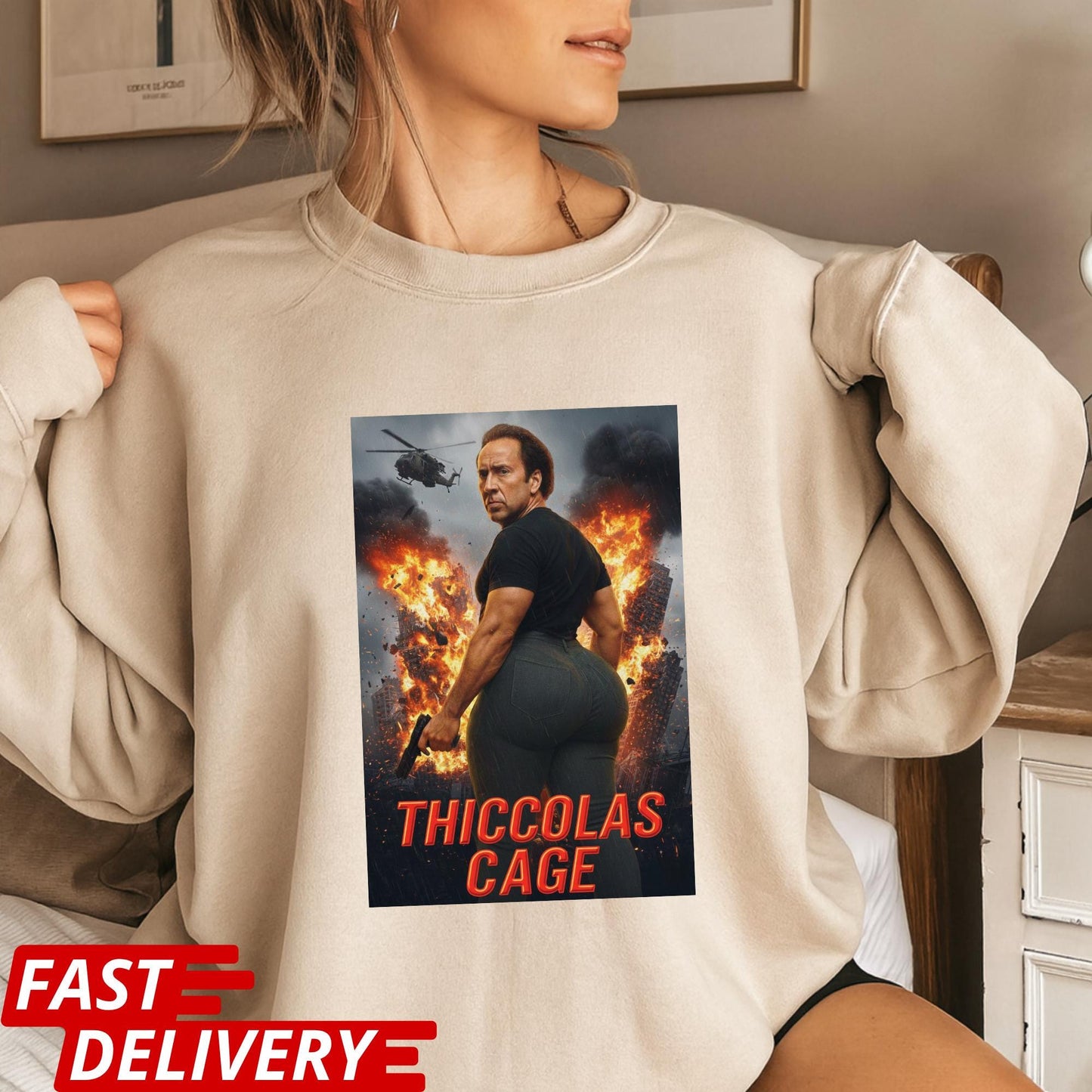 Thiccolas Cage Meme T-Shirt, Thiccolas Cage Shirt, Funny Action Movie Meme Tee, Nicolas Cage T Shirt, Raunchy Gag Gift for Celeb Fans