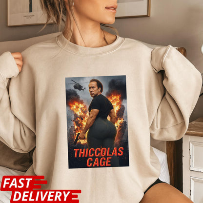 Thiccolas Cage Meme T-Shirt, Thiccolas Cage Shirt, Funny Action Movie Meme Tee, Nicolas Cage T Shirt, Raunchy Gag Gift for Celeb Fans