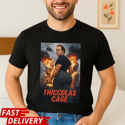 Thiccolas Cage Meme T-Shirt, Thiccolas Cage Shirt, Funny Action Movie Meme Tee, Nicolas Cage T Shirt, Raunchy Gag Gift for Celeb Fans