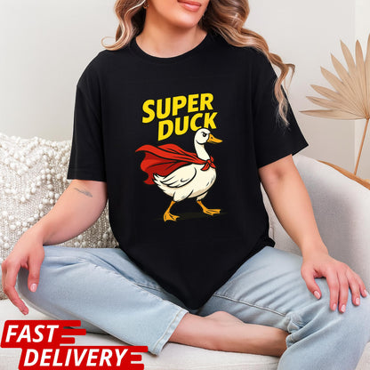 Super Duck Shirt, Funny Cartoon Duck T-Shirt, Superhero Animal Graphic Tee, Cute Comic Duck Tee, Gift for Duck Lovers, Silly Animal Shirt