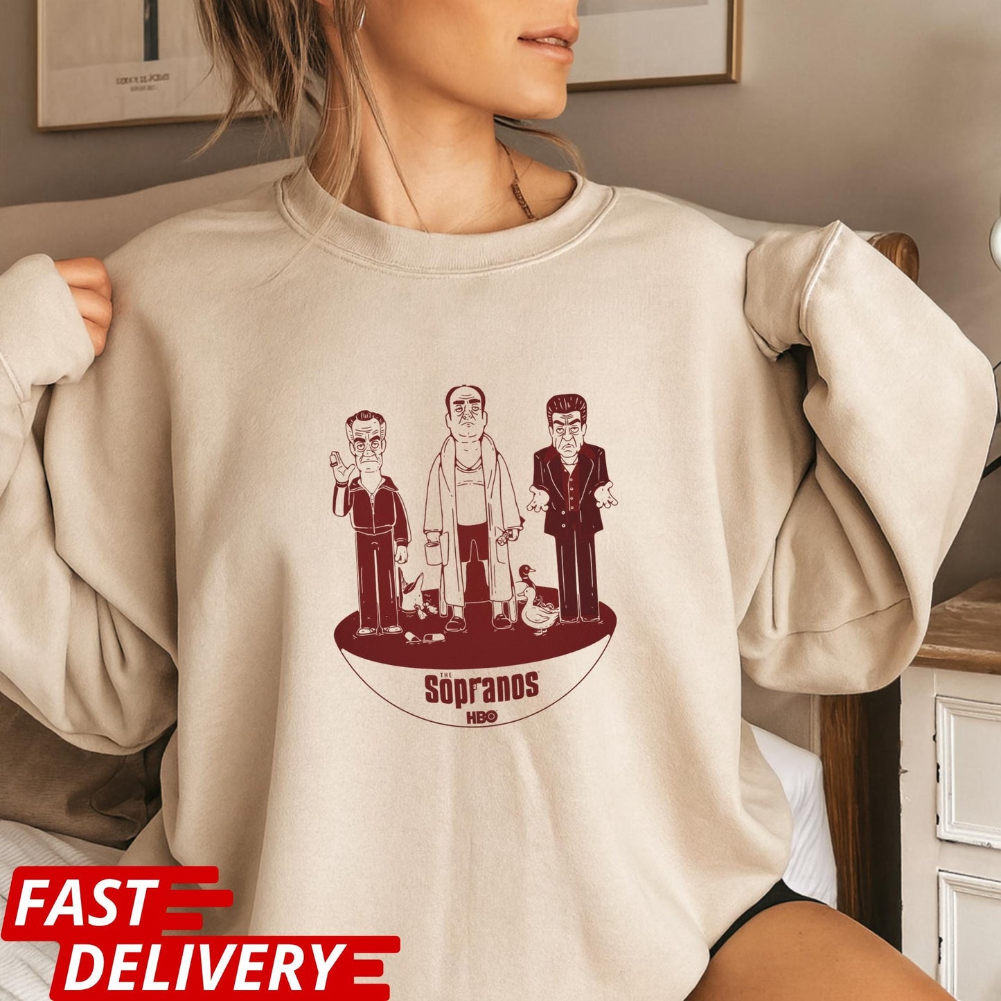 The Sopranos Cartoon Shirt, HBO Gangster TV Show Tee, Retro Mafia Graphic T-Shirt, Funny Mobster Gift, Vintage Crime Series Merch