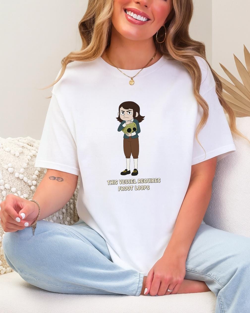 High Prince Of The Black Realm, This Vessel Requires Fruit Loops Tee, Haunted Hotel Abaddon Cartoon Inspired Custom T-shirt Dark Horror Tee