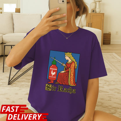 Funny Sriracha Shirt, Medieval Style Hot Sauce Tee, Sir Racha Graphic Tee, Foodie Shirt, Hot Sauce Lover Gift, Vintage Art Parody