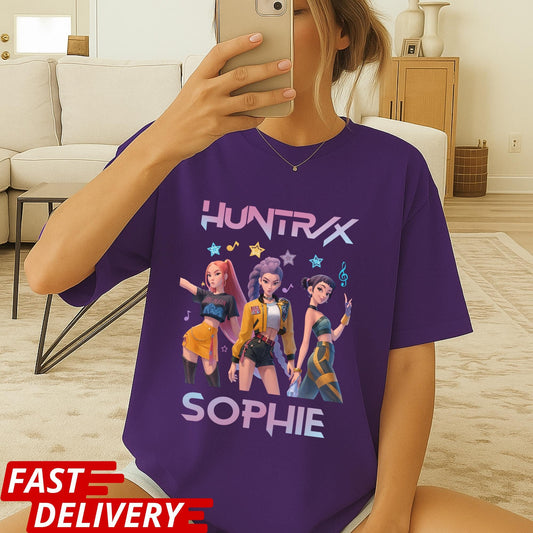 HUNTRX Sophie T-Shirt, Gamer Girl Anime Style Tee, Kpop Aesthetic Shirt, Virtual Idol Graphic Tee, Cool Pop Star Character Shirt