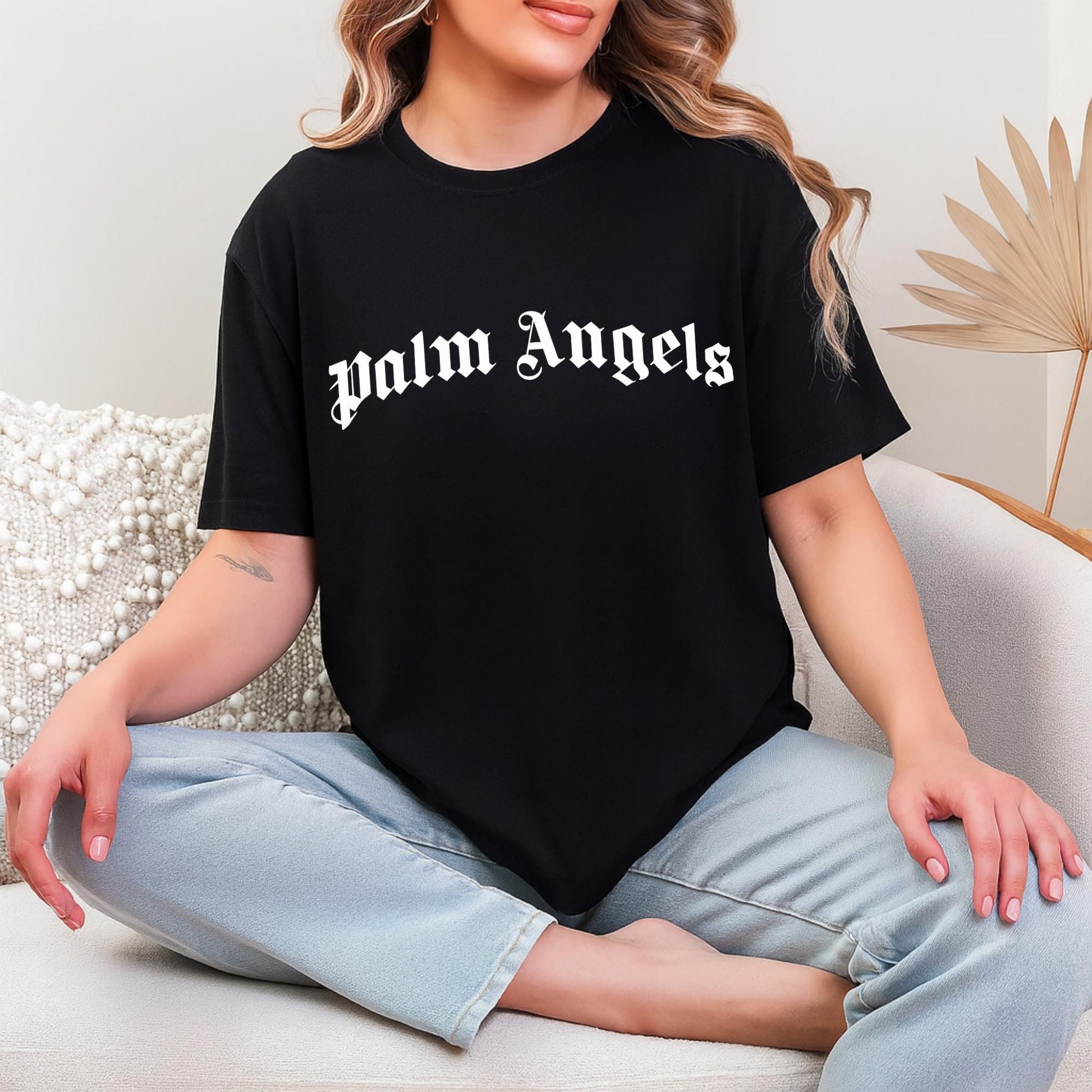 Palm Angels Inspired Oversized Sweatshirt, Gothic Font Streetwear graphic t-shirt, premium cotton streetwear tee, Cotton Body Tee