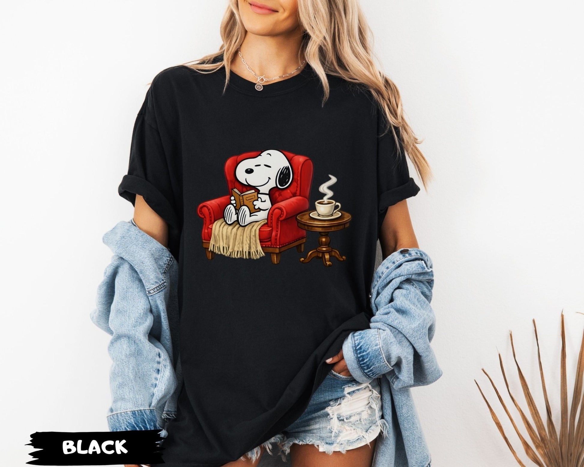 Snoopy Reading Book Cozy Aesthetic Collection - Comfort Colors 1717 Tee, Sweatshirt & Hoodie graphic t-shirt, premium cotton streetwear tee, Cotton Body Tee