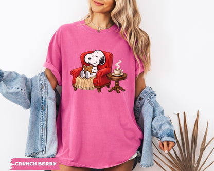 Snoopy Reading Book Cozy Aesthetic Collection - Comfort Colors 1717 Tee, Sweatshirt & Hoodie graphic t-shirt, premium cotton streetwear tee, Cotton Body Tee