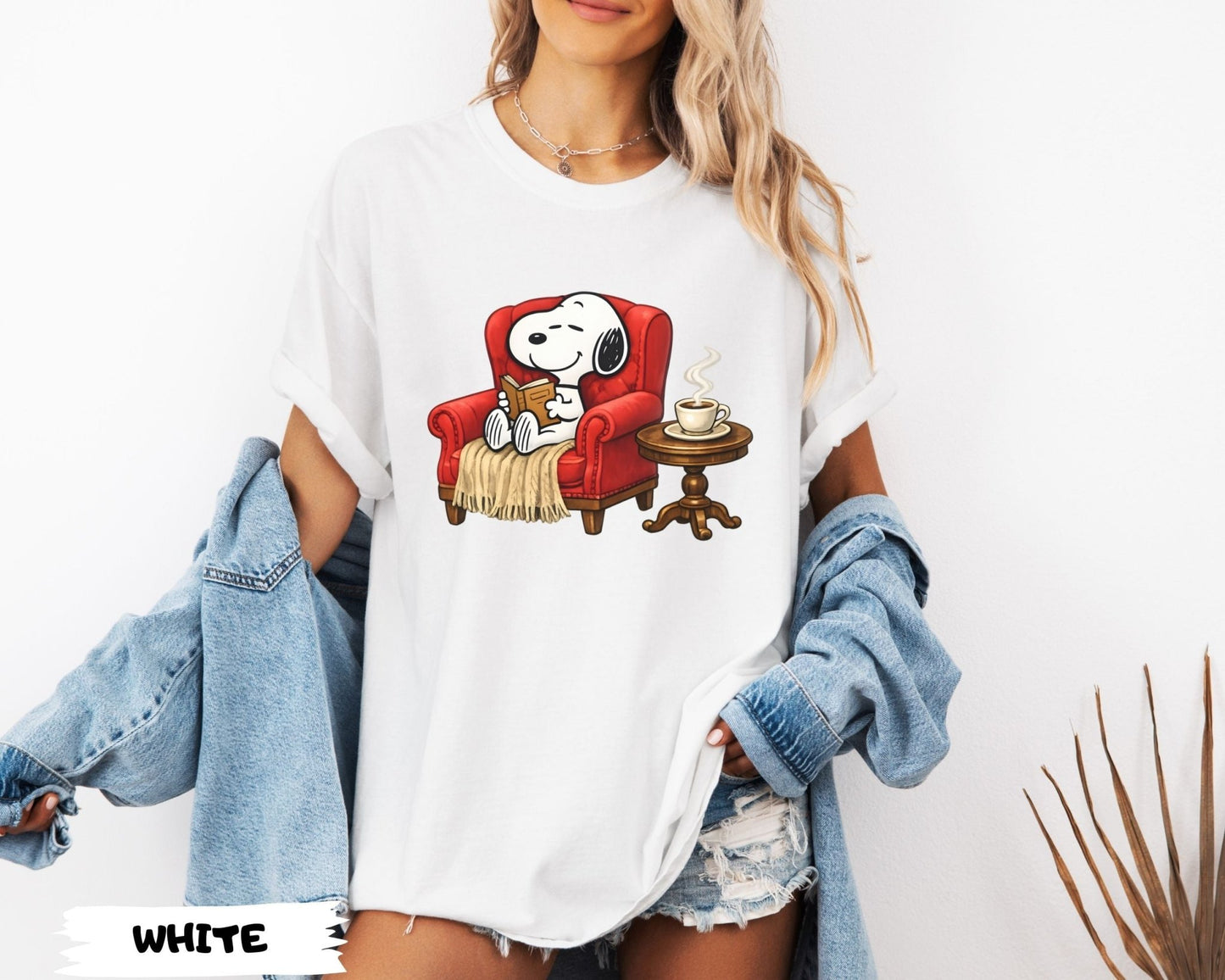 Snoopy Reading Book Cozy Aesthetic Collection - Comfort Colors 1717 Tee, Sweatshirt & Hoodie graphic t-shirt, premium cotton streetwear tee, Cotton Body Tee