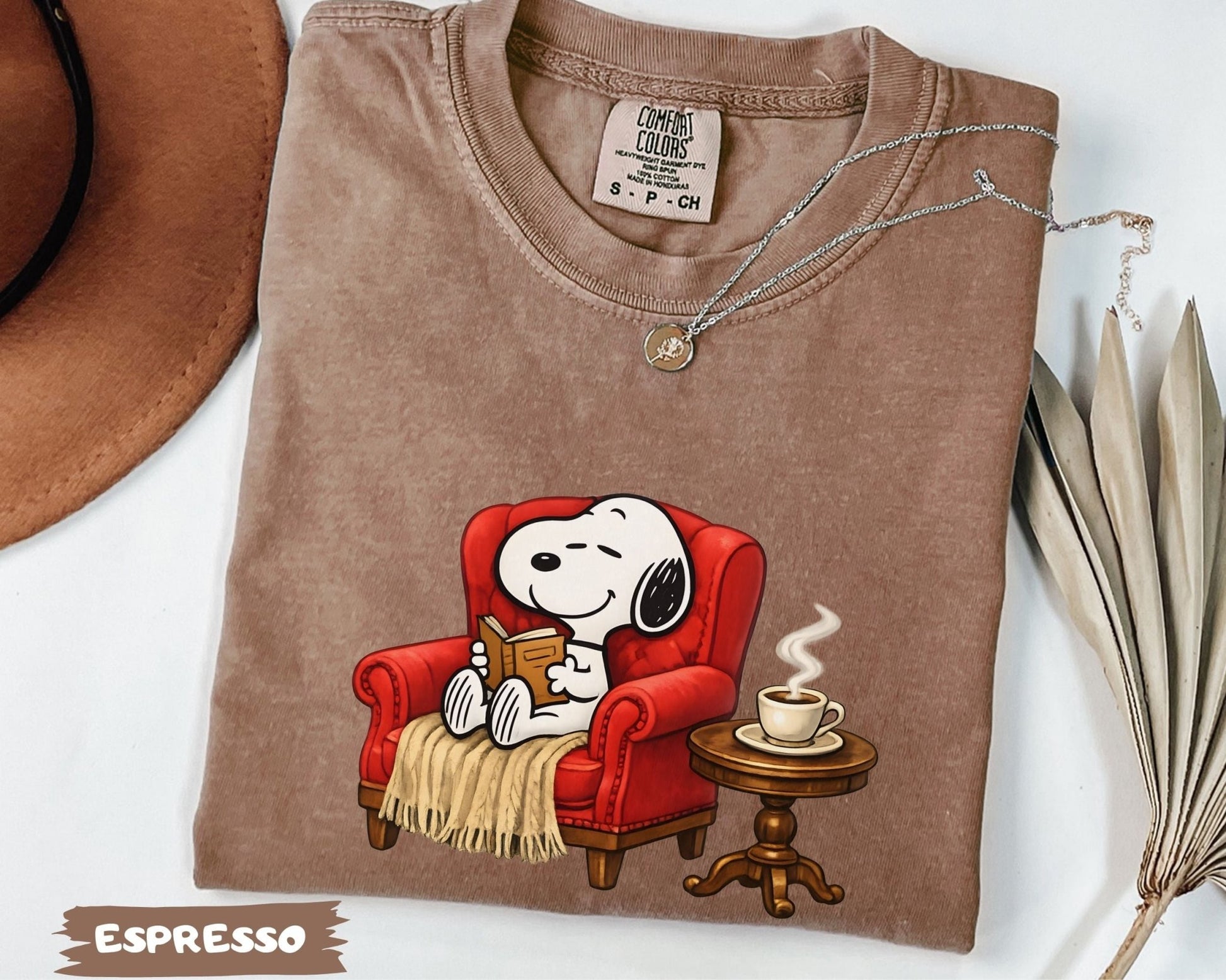 Snoopy Reading Book Cozy Aesthetic Collection - Comfort Colors 1717 Tee, Sweatshirt & Hoodie graphic t-shirt, premium cotton streetwear tee, Cotton Body Tee