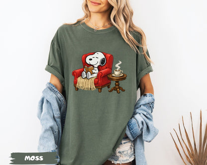 Snoopy Reading Book Cozy Aesthetic Collection - Comfort Colors 1717 Tee, Sweatshirt & Hoodie graphic t-shirt, premium cotton streetwear tee, Cotton Body Tee