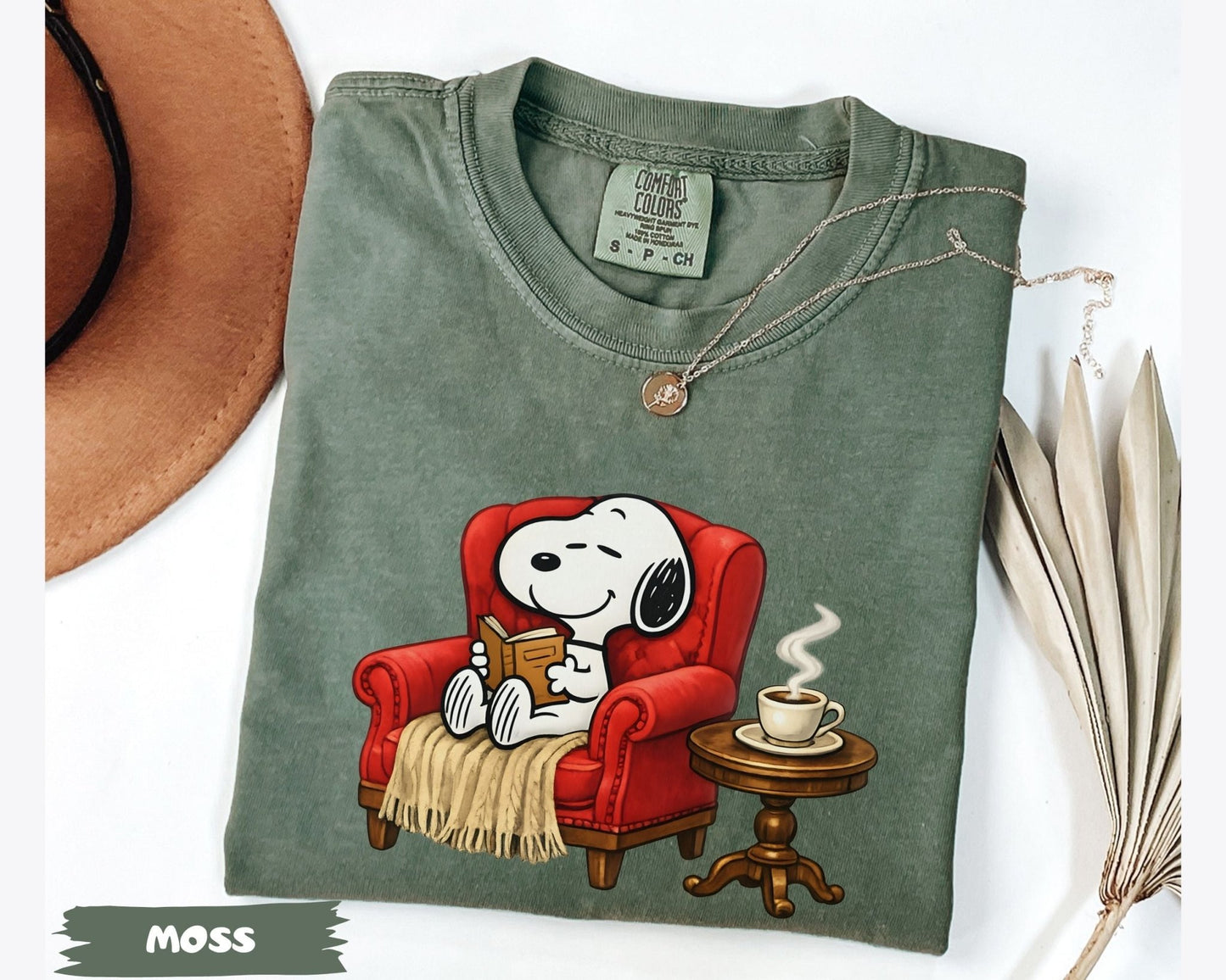 Snoopy Reading Book Cozy Aesthetic Collection - Comfort Colors 1717 Tee, Sweatshirt & Hoodie graphic t-shirt, premium cotton streetwear tee, Cotton Body Tee